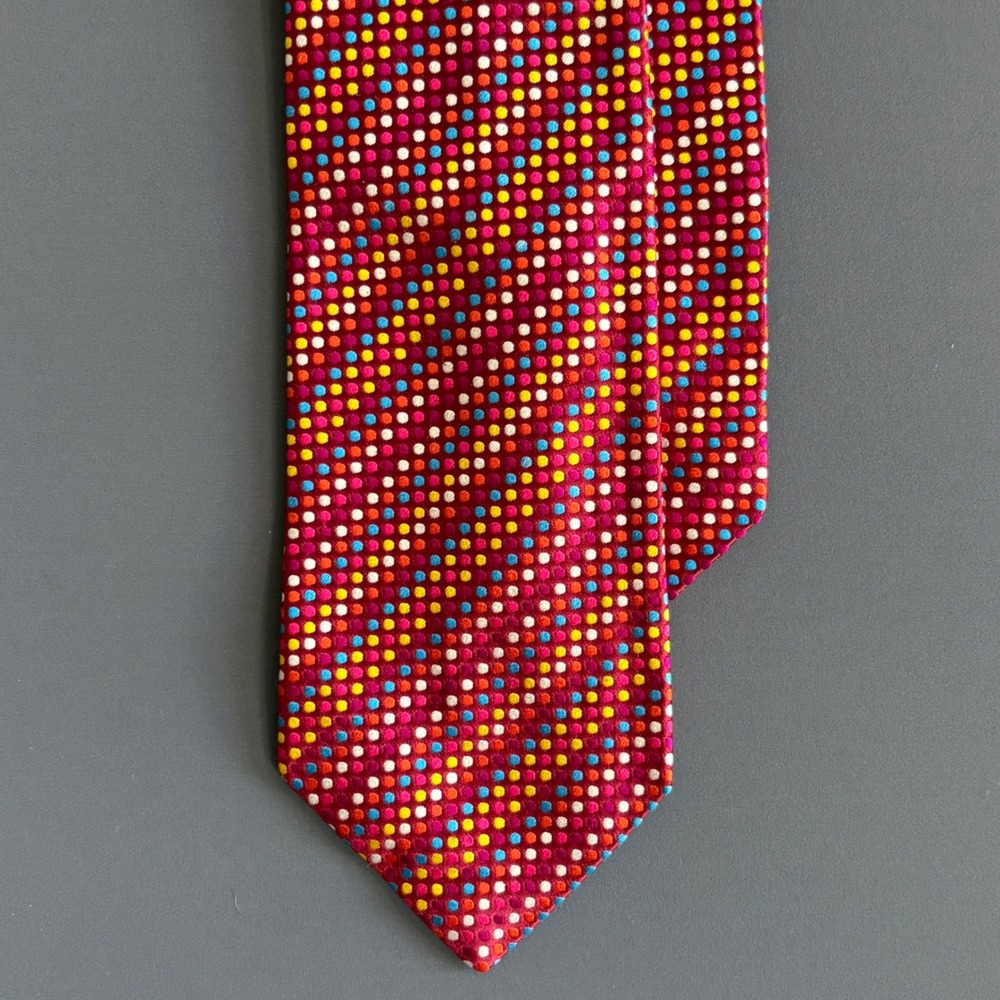 Duncan Quinn London Silk Polka Dot Tie | Magenta Multi Color | Handmade England